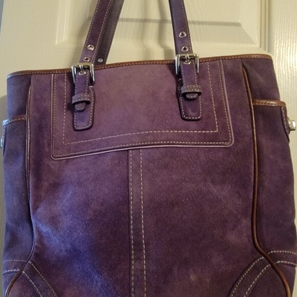 Vintage Purple Suede Coach Purse - Picture 3 of 16